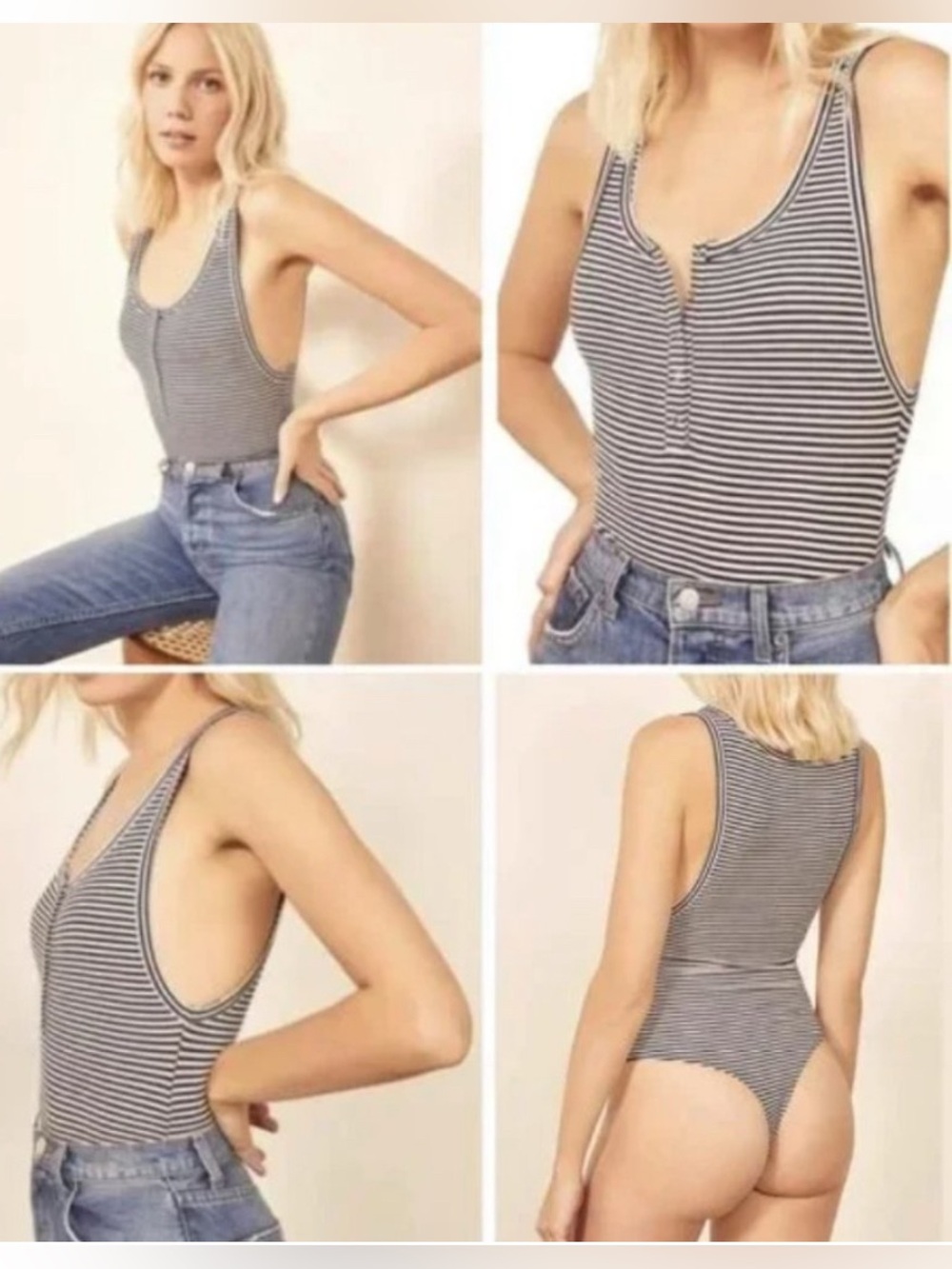 Reformation Ella striped henley tank bodysuit